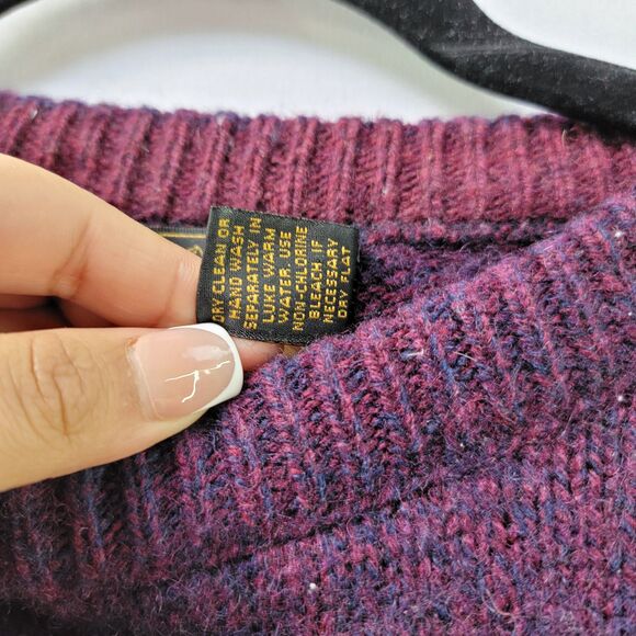 Vintage Eddie Bauer Burgundy Blue Wool Blend Sweater Long Sleeve Men's Size XL - Picture 4 of 7